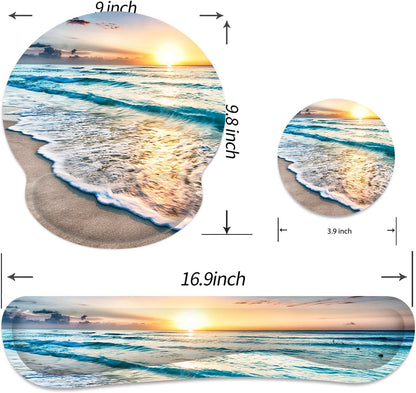 Ergonomic Mouse Pad with Wrist Rest and Keyboard Wrist Rest, Memory Foam Wrist Rest for Computer Keyboard, Easy Typing, Pain Relief, Mouse Pad Wrist Support for Gaming,Office, Laptop, Black Flower