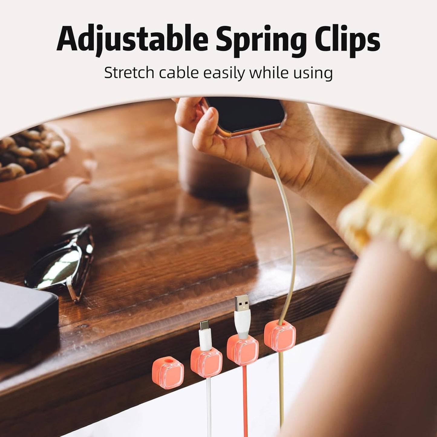 Magnetic Cable Clips Cord Organizer Holder, 6 Pack Adhesive Wire Holder Keeper Organizer USB Charging Cable Storage Holder for Home Office Phone Car Wall Desktop Nightstand Kitchen (Black)