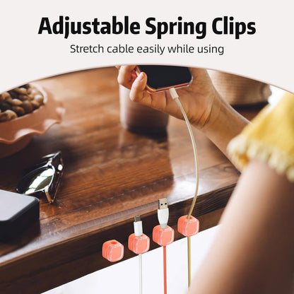 Magnetic Cable Clips Cord Organizer Holder, 6 Pack Adhesive Wire Holder Keeper Organizer USB Charging Cable Storage Holder for Home Office Phone Car Wall Desktop Nightstand Kitchen (Black)