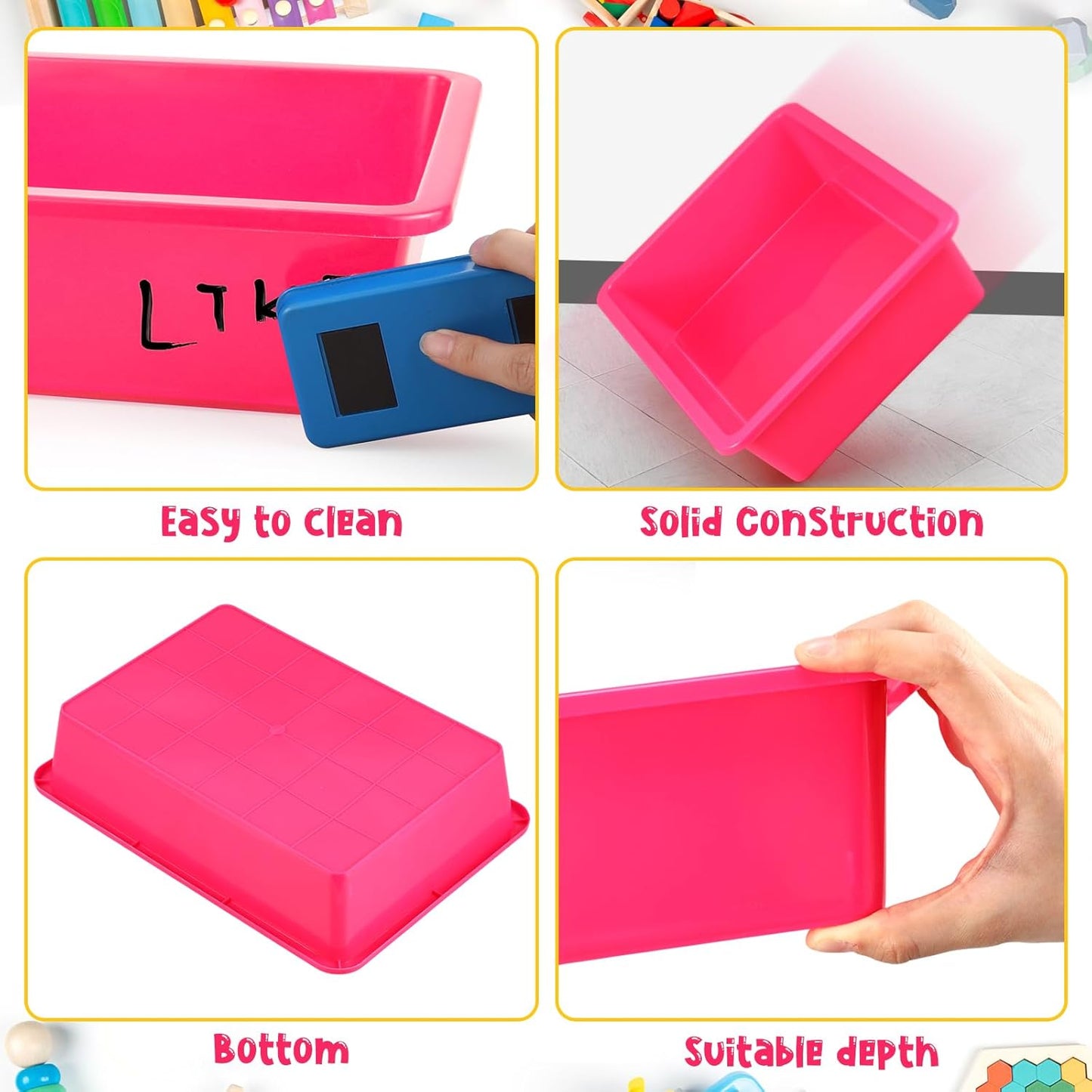 Hoteam 10 Pcs Flat Storage Organizer Tray Bin Paper Tray for Classroom Plastic Stackable File Organizer for School Office Teacher Book Organization(Clear,13.78 x 9.84 x 3.15 Inch)