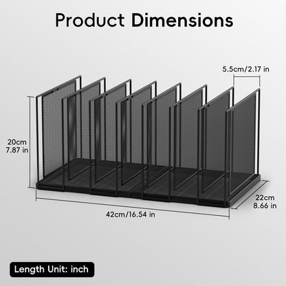 File Organizer for Desk, 5-Section Vertical File Sorter, Paper Holder Organizer Standing Metal File Folder for Office Home Classroom, Black