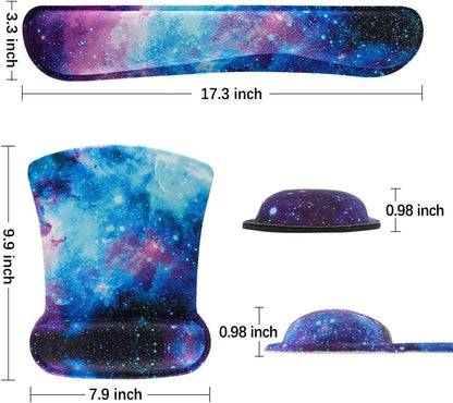 Keyboard Wrist Rest Pad Ergonomic Mouse Pad Set, ToLuLu Gel Mouse Pad Wrist Support for Computer Laptop, Mousepad Keyboard Wrist Support with Memory Foam for Easy Typing Pain Relief, Van Gogh Painting