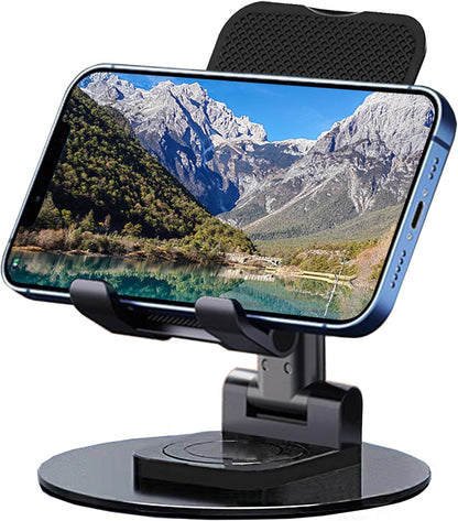 Meetuo Rotatable Cell Phone Stand for Desk, Height Angle Adjustable Phone Holder Portable Phone Stand Compatible for Most Smartphones iPhone 14, Pro, Pro Max, 13 12 X XS