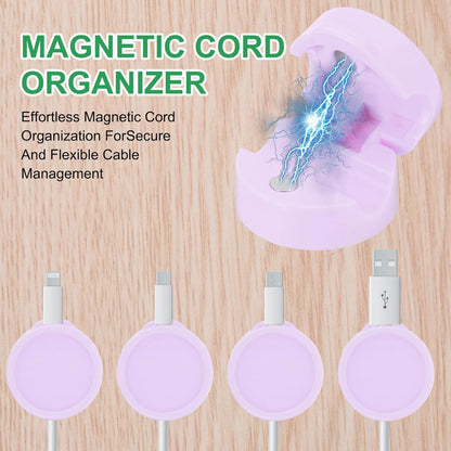 PATIKIL Cable Organizer Holder, 3 Pcs Magnetic Spring Desk Cable Management Clips Adhesive Cord Holder Keeper for Office Desktop Wall Car, Purple