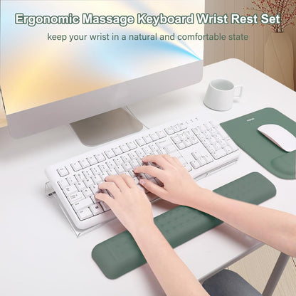 MOSISO Computer Keyboard Stand&Wrist Rest Support for Keyboard &Mouse Pad Set, Ergonomic Massage Wrist Rest Set, Easy Typing Working Acrylic Clear Stand for Office Home, Apricot