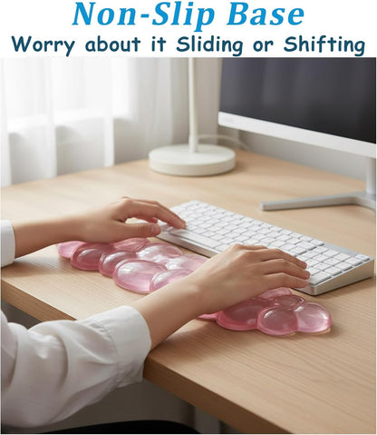 Clear Gel Wrist Rest for Keyboard, Keyboard Wrist Rest for Typing Pain Relief, Ergonomic Keyboard Arm Rest, Suitable for Office, Gaming, Computer, Laptop - Pink