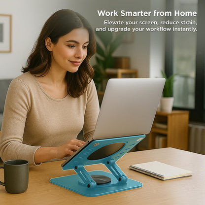 Uncaged Ergonomics Swivel Laptop Stand for Desk, Adjustable Computer iPad Stand for Desk w/ 360 Rotation, Portable Laptop Holder for Home Office Ergonomic Supplies (Black)
