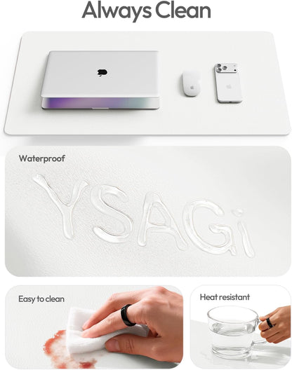 YSAGi Leather Desk Protector, Office Mat, Large Mouse Mat, Non-Slip PU Leather Blotter, Laptop Pad, Waterproof Writing Pad for Office and Home (Light Pink, 23.6" x 13.8") - Colors B