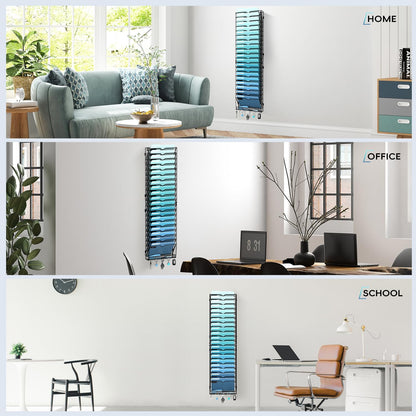 5 Tier Wall File Organizer - Hanging File Organizer with 5 Hooks, Mail Holder Wall Mounted for Papers, Folders, Magazines, Bills, Office&School Organization, Black