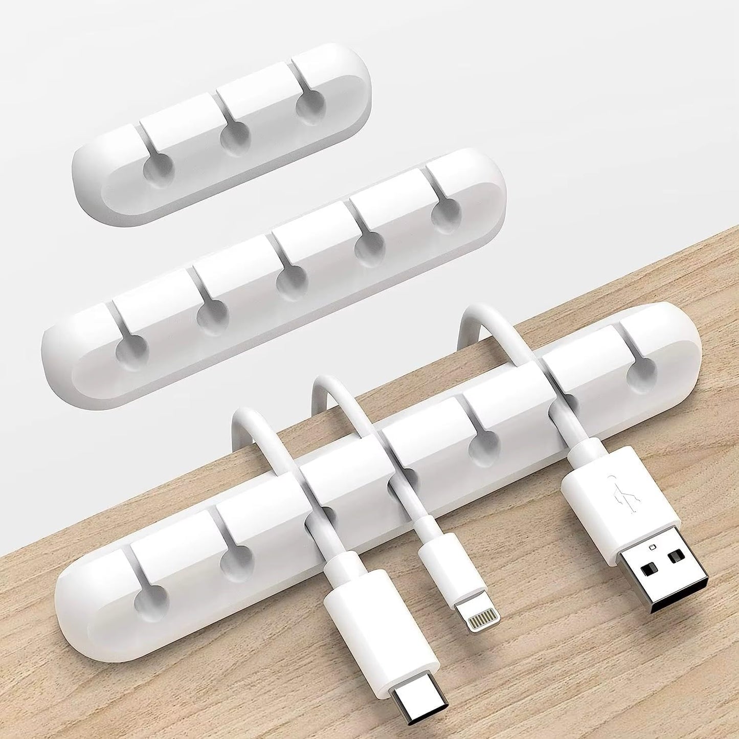 Oakridge™ Cable Organizer Clips with Strong 3M Adhesive – Silicone Desk & Car Wire Holders for USB, Charger Cables & Earphones – Multi-Slot (7-5-3-3-1)