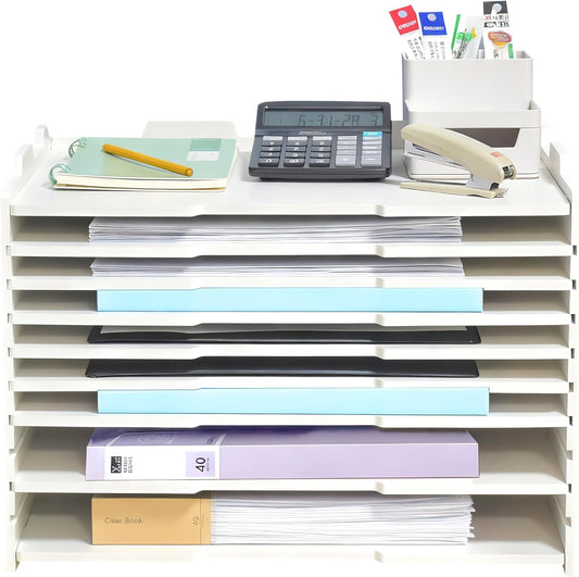 2/4/6 Tier Paper Organizer Letter Tray, Clear Acrylic Layer Stackable Paper Sorter, Plastic A4 Office File Folder Holder for for Desk Accessories, Notes, Pens, File, Document (Clear, 4 Tier)