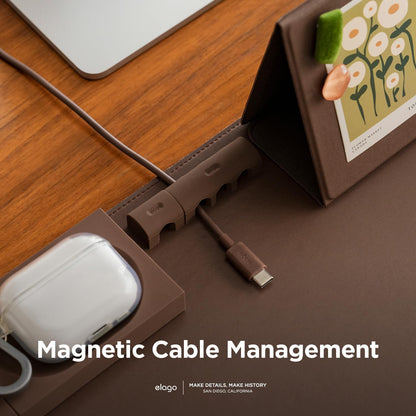 elago Magnetic Cable Management Organize 4 Cables, Powerful Magnets, Wire Holder Keeper Organizer Phone Home Office Desk Compatible with Magnetic Pad (1 Slot +3 Slot Set)[Stone]