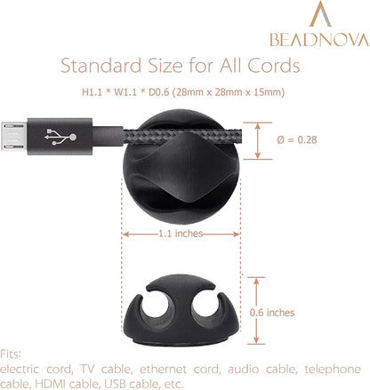 BEADNOVA Cable Clips Cord Organizer Cable Management Wire Cord Holder 24 Pcs Adhesive Wire Holder for Car Charging Accessory PC Office (Black,1 Slots, 2 Slots, 3 Slots,5 Slots)