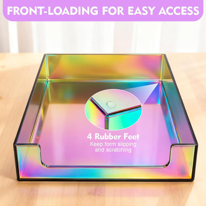 Paper Tray Acrylic File Organizer for Desk Letter Tray Desk Organizer Document Holder Sorter Storage for A4 Office Supplies Magazines, 13.8x10.6x2.4 Inches, Neon Pink