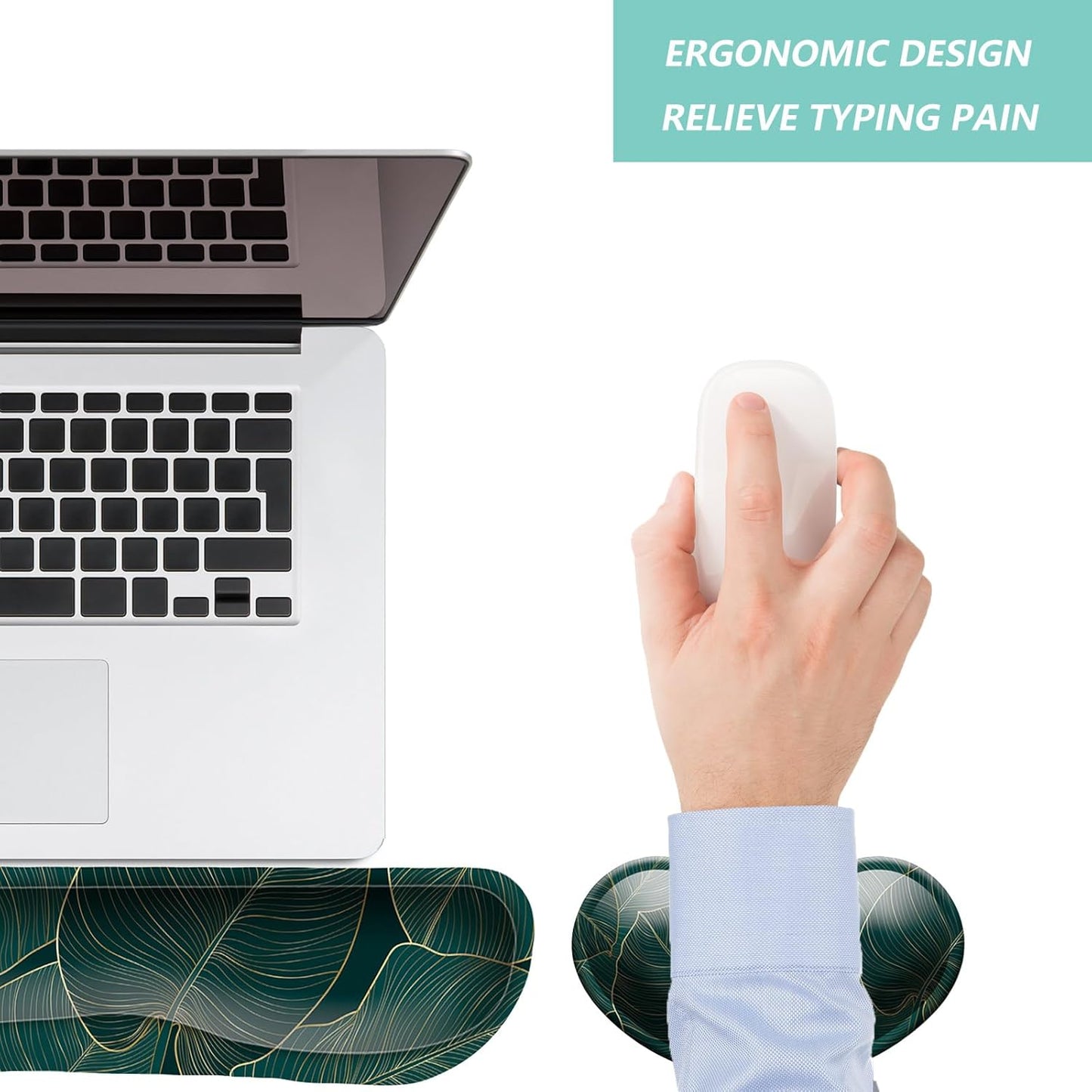 Keyboard Wrist Rest Mouse Wrist Support Set, Memory Foam Wrist Rest Pad for Computer Laptop Keyboard Mouse, Ergonomic Wrist Cushion Support for Typing Pain Relief, Gaming Home Office, Purple