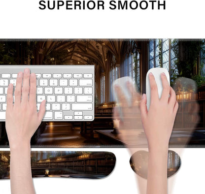 Desk Pad and Keyboard Wrist Rest, Large Mouse Pad + Keyboard Pad+Mouse Wrist Support, Non-Slip Desk Mat Protector for Office, Home 31.5×11.8 Inches Anime Dragon