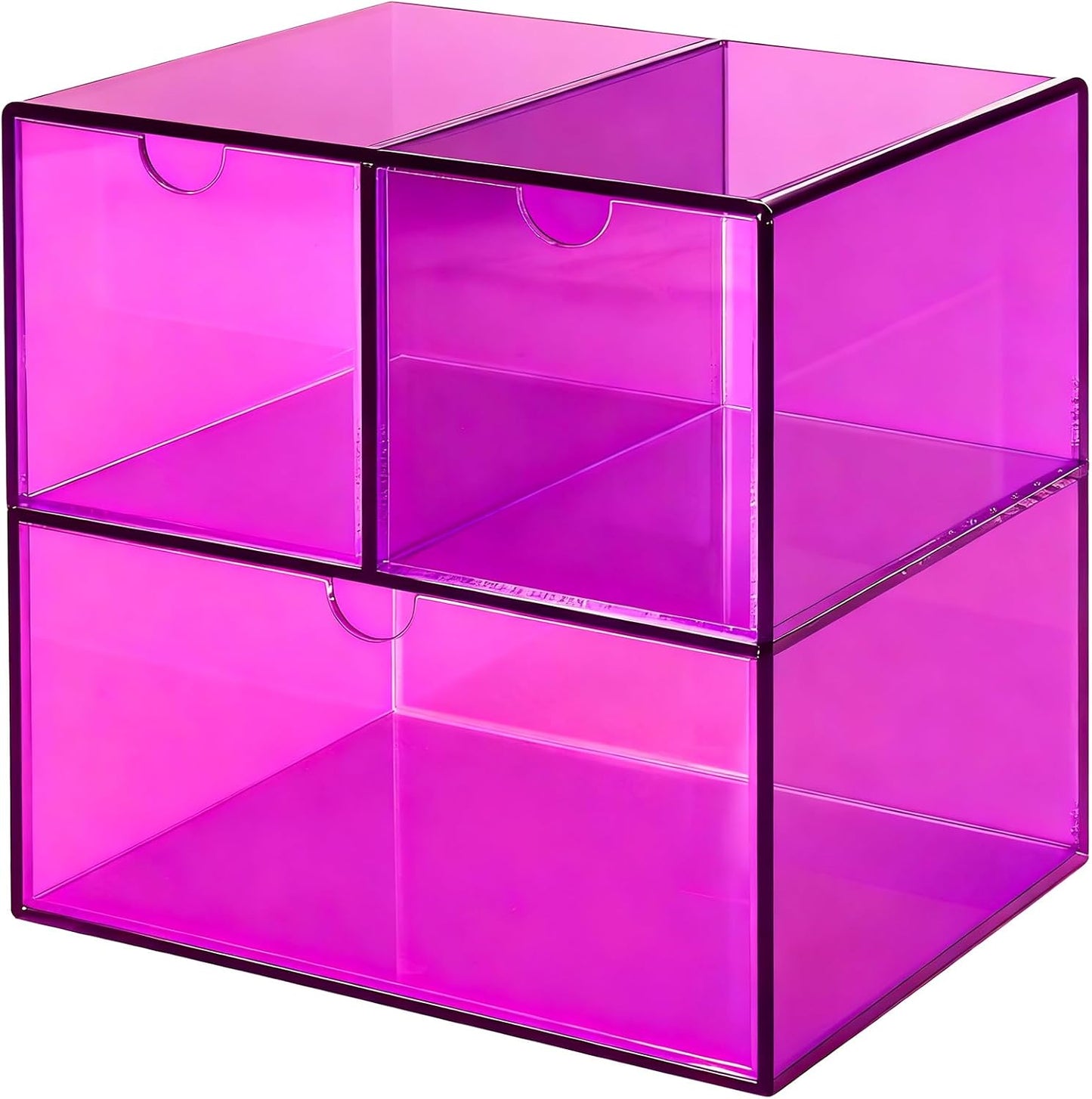 Gelite Desk Organizer with 3 Storage Drawers for Makeup Office Acrylic Desktop Drawer Organizer for Vanity Office Organization and Storage Box, Neon Pink