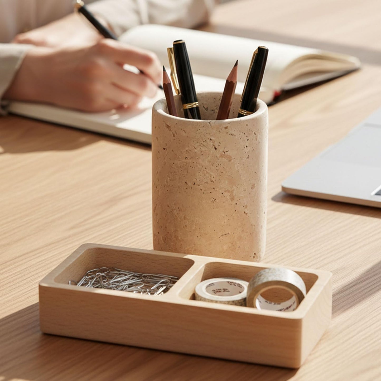 Radicaln Marble Pen Holder For Desk 4" Inches Green Onyx Handmade Makeup Brush Cup for Girls, Bathroom Tumbler Cup, Durable Office & Home Organizer Pencil Holder