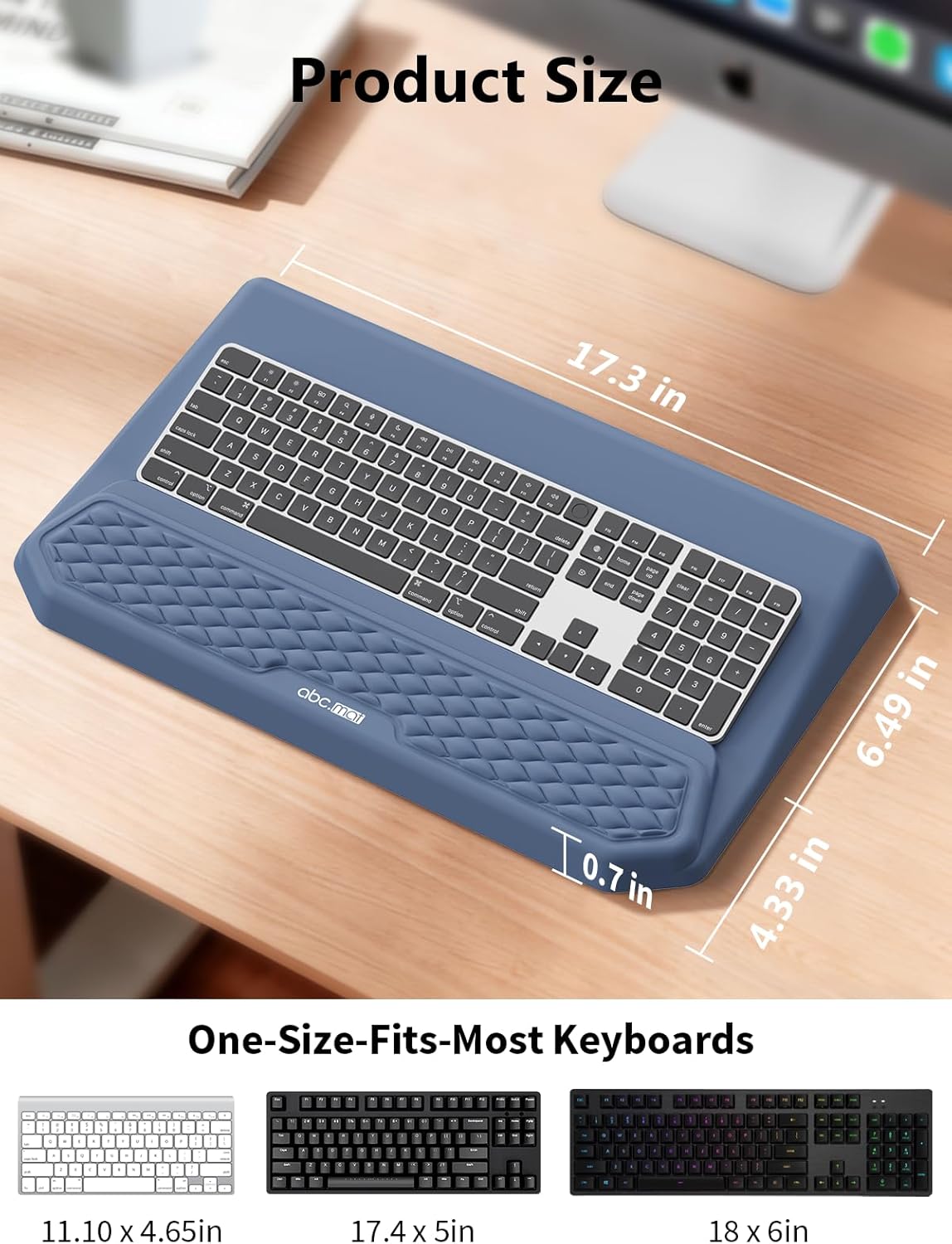 2-in-1 Ergonomic Keyboard Stand with Wrist Rest, Comfy Keyboard Riser Holder with Massage Design, Black