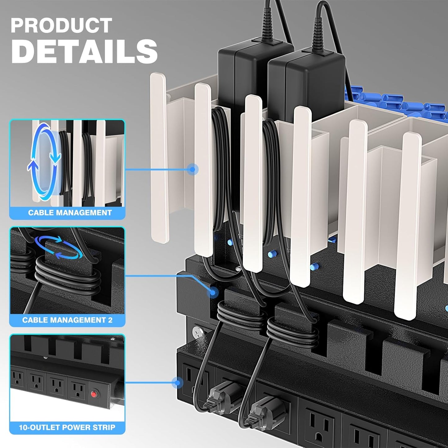 POCHAR 8-Device Universal Charging Station for Laptops & Chromebooks – Classroom Organization for iPads, Tablets & More, Ideal for Schools & Offices