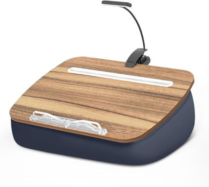 ERGONOV Book Pillow Stand with 6500K Reading Light, Hands Free Book Holder, Comfortable Lap Book Stand for Reading in Bed, Desk, or Sofa, Wooden Book Rest for Book Lovers,AAA Battery Required