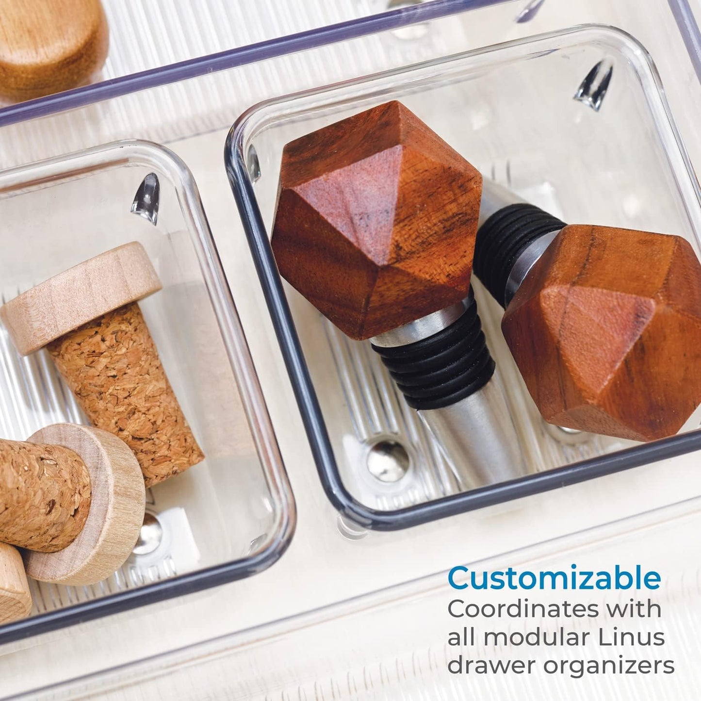 iDesign Plastic Drawer Organizer Bins - Storage for Kitchen, Bathroom, and Desk Drawers - Set of 6 - Clear