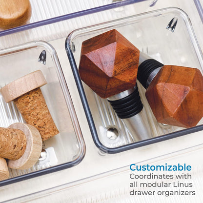 iDesign Plastic Drawer Organizer Bins - Storage for Kitchen, Bathroom, and Desk Drawers - Set of 6 - Clear