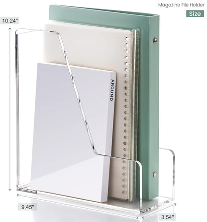 YUXUN Acrylic Magazine Holder,Clear Desk Organizer File Sorter for Notebook,Paper,Envelope,Magazine, Book Storage-Office/Home/Classroom Organization(4 Compartments,B5)