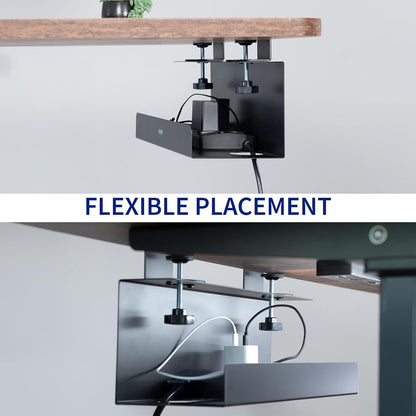 VIVO No Drill Clamp-on 17 inch Power Strip Cable Management Tray, Under Standing Desk Steel Cord Organizer, Black, DESK-CM6L-B