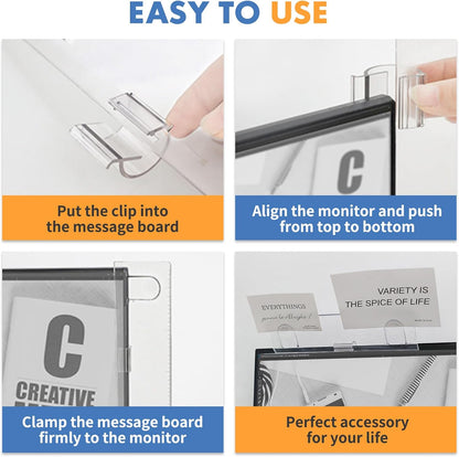 Barelove 2 Pack Computer Monitor Memo Board Document Holders (Left & Right) + Sticky Note, Acrylic Screen Paper Clip Message Pad, Reminder Side Panels Organizer for Students Office Desktop