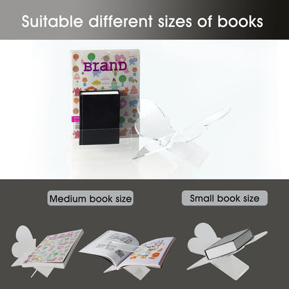 Large Clear Acrylic Book Stand - Perfect for Displaying Open Books on Your Coffee Table - Ideal for Bibles, Cook Book, Guest Books, Magazines, with a Lucite Paperweight(Marble Pattern)
