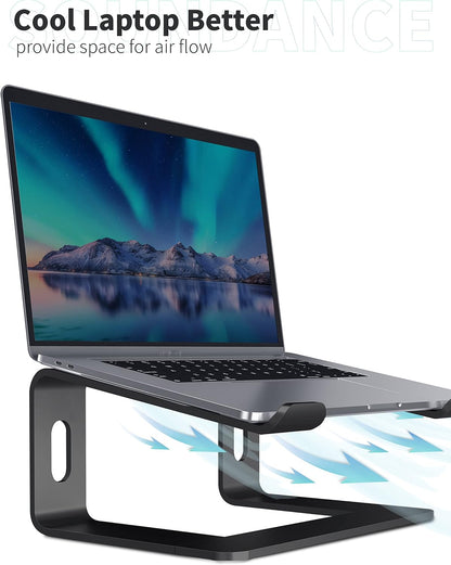 SOUNDANCE Laptop Stand, Aluminum Computer Riser, Ergonomic Laptops Elevator for Desk, Metal Holder Compatible with 10 to 15.6 Inches Notebook Computer, Silver