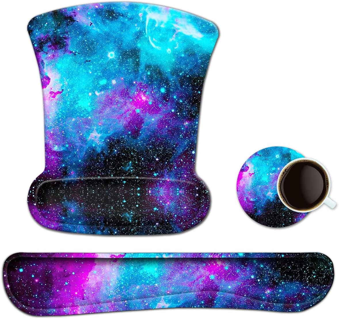 Keyboard Wrist Rest Pad Ergonomic Mouse Pad Set, ToLuLu Gel Mouse Pad Wrist Support for Computer Laptop, Mousepad Keyboard Wrist Support with Memory Foam for Easy Typing Pain Relief, Van Gogh Painting