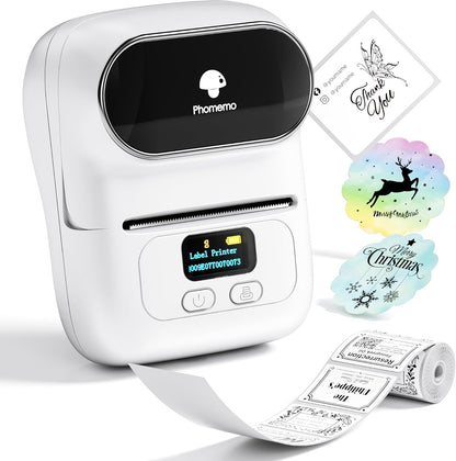 Phomemo M110 Label Makers - Barcode Label Printer Bluetooth Label Maker Portable Thermal Printer for Small Business, Address, Barcode, Logo, Clothing, Mailing, Sticker Printers for Phone & PC, Black