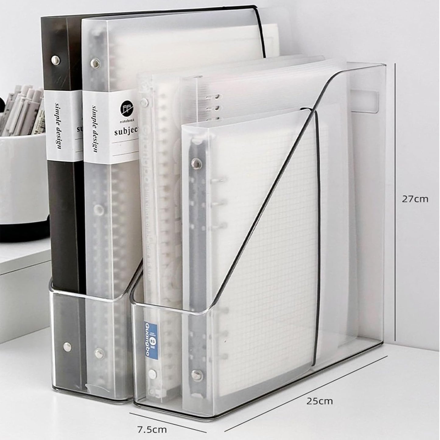 2-Pack Clear Acrylic Vertical Magazine File Holders – Desktop Organizer for Books, Documents, Binders, Envelopes, Includes 3 Bonus Silicone Bookmarks
