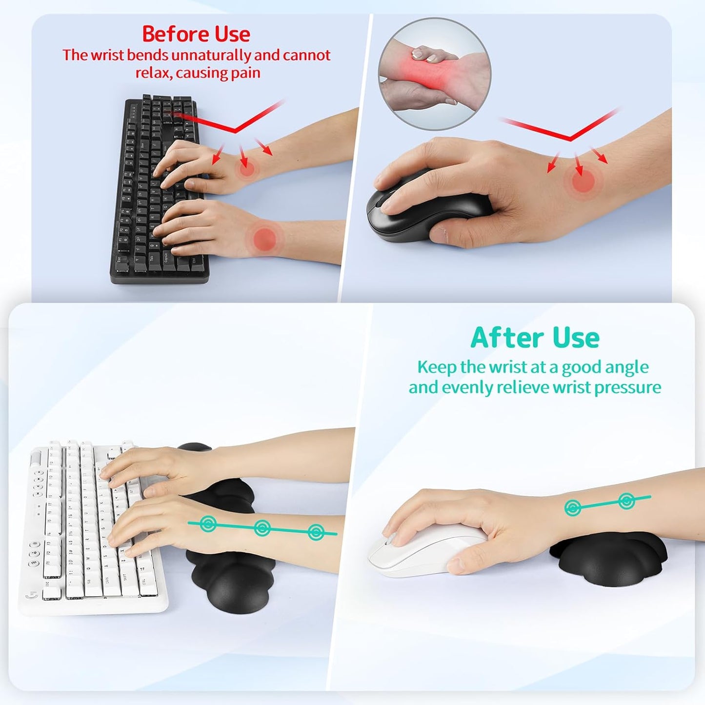 Sushret Cloud Wrist Rest Keyboard, Cloud Keyboard Wrist Pad Set with PU Leather Memory Foam, Cute Arm Rest for Palm Support, PC/Gaming Desk Accessories/Office Setup/Computer Hand Cushion - White
