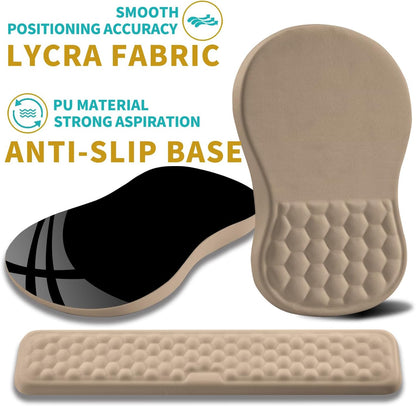 Hokafenle 2 in 1 Ergonomic Mouse Pad Wrist Support & Wrist Rest for Computer Keyboard Set, with Relieve Carpal Tunnel Pain Massage Bulge and Full Memory Gel Design (2In1 Set, Light Green)