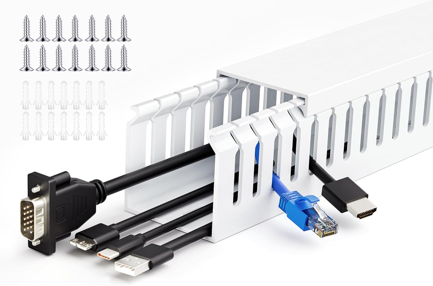 ZhiYo 2 x 2in Professional Server Rack Cable Management Raceway, 99in (6X L16.5in) Cable Raceway Kit, Electrically Safe PVC Open Slot Wire Raceway for Under Desk/Computer/Network Cords, Black