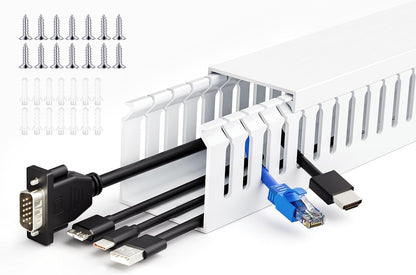 ZhiYo 2 x 2in Professional Server Rack Cable Management Raceway, 99in (6X L16.5in) Cable Raceway Kit, Electrically Safe PVC Open Slot Wire Raceway for Under Desk/Computer/Network Cords, Black