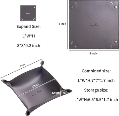 SANQIANWAN Leather Jewelry Valet Tray for Women and Man, Entryway Table Bedside Nightstand Desk Portable Small Catchall Travel Dish Plate for Key,Wallet,Watch,Phone,Coin(Pink-B)