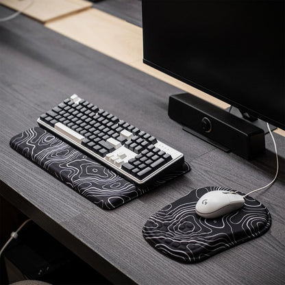 Keyboard Wrist Rest -Ergonomic Keyboard Stand with Wrist Rest- with Carpal Tunnel Pain Relief Massage Bumps and Full Memory Gel Design - Ideal Frequent Computer (Black)