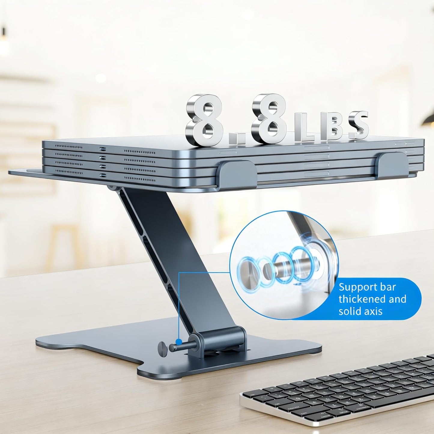 LRLKFX Laptop Stand Portable Foldable Aluminum Laptop Riser Height Adjustable Ergonomic Holder for Desk Compatible with MacBook Air Pro, Dell, HP, Lenovo & More 10-15.6" - Silver