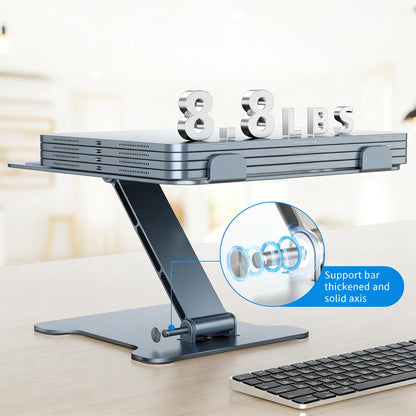 LRLKFX Laptop Stand Portable Foldable Aluminum Laptop Riser Height Adjustable Ergonomic Holder for Desk Compatible with MacBook Air Pro, Dell, HP, Lenovo & More 10-15.6" - Silver