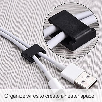 Hicarer 100 Pcs Adhesive Cable Clips Wire Clips Management Wire Cable Holder Clamps Tie Cord Holder for Car Outdoor Wall String Lights Desk Home Office(Small, White)