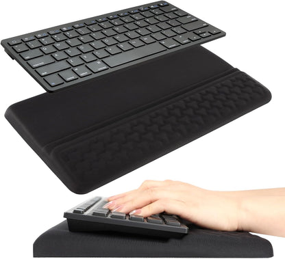 Keyboard Wrist Rest with Ergonomic Height - Computer Keyboard Stand & Soft Cushioned Pad for Wrist Pain Relief - Non-Slip Typing Support for Office, Gaming & Home (Black)