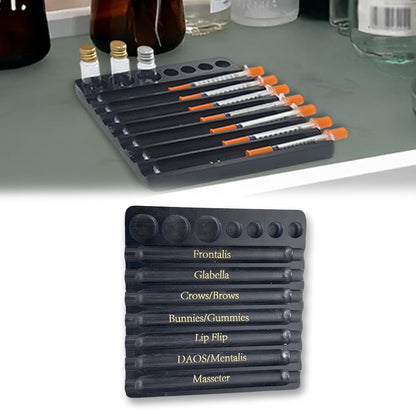 Aesthetic Practitioner Syringe Tray with Vial Holder, Bamboo Vial Holder Syringe Tray for 2-in-1 Combination, Syringe Storage Organizer for Aesthetic Practitioners and Small Vial Racks