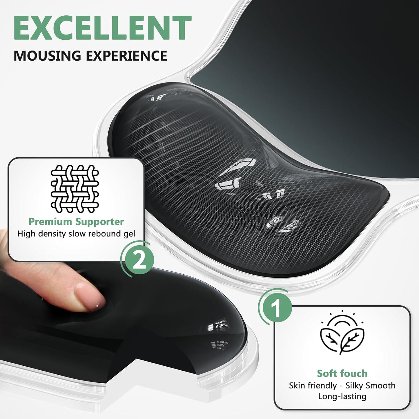 AKIT Ergonomic Mouse Pad with Wrist Rest& Keyboard Wrist Rest, Wrist Rest for Computer Keyboard, Pain Relief, Non-Slip Gel Base, Mousepad Wrist Support for Gaming, Office, Waterdrop Shaped Pink