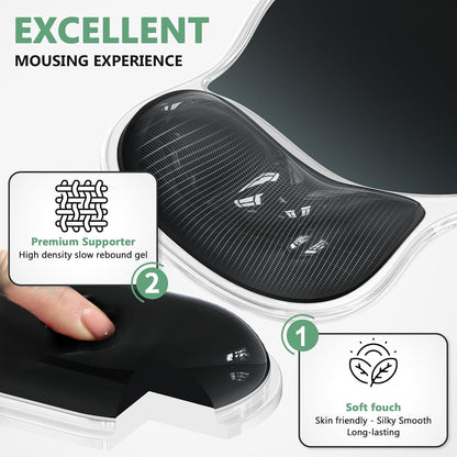 AKIT Ergonomic Mouse Pad with Wrist Rest& Keyboard Wrist Rest, Wrist Rest for Computer Keyboard, Pain Relief, Non-Slip Gel Base, Mousepad Wrist Support for Gaming, Office, Waterdrop Shaped Pink