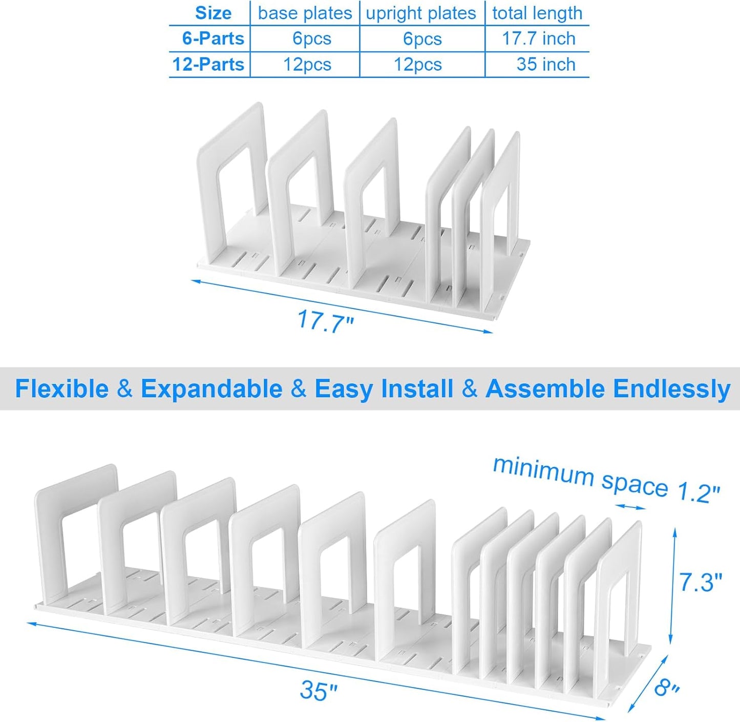 Adjustable Vertical File Sorter Sturdy Plastic Expandable Upright File Holder, Desktop Binder Organizer, School Office File Organizer Bookshelf Divider, Assemble Easily Endlessly, Black