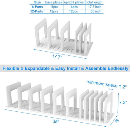 Adjustable Vertical File Sorter Sturdy Plastic Expandable Upright File Holder, Desktop Binder Organizer, School Office File Organizer Bookshelf Divider, Assemble Easily Endlessly, Black